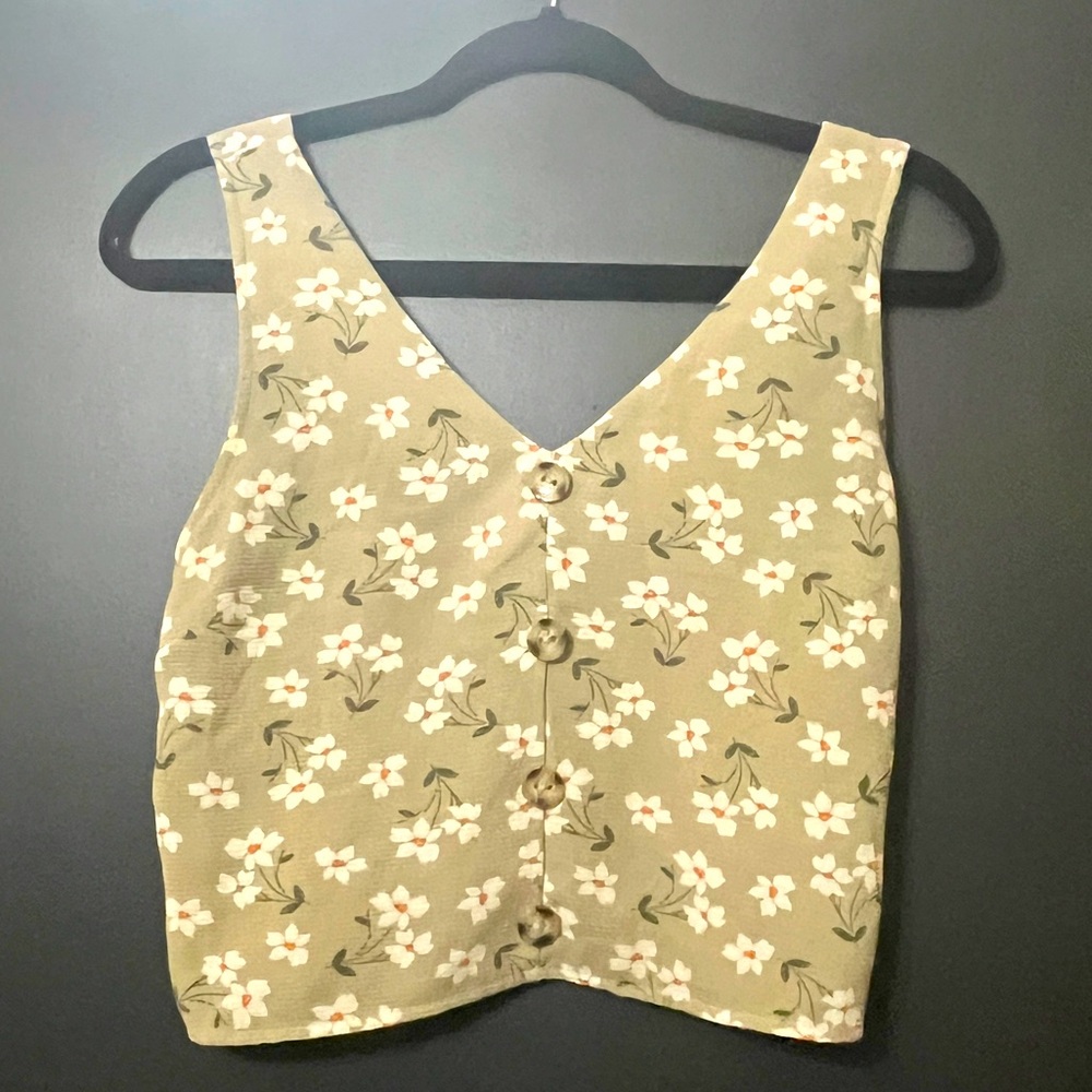 Monteau crop floral tank
